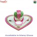 Heart Shape Pink Puja Thali With Ganesha and Deepak - Marble Kundanworking