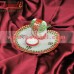 Apple Shape Marble Puja Thali in Pink Color With Ganesha and Deepak