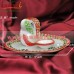 Apple Shape Marble Puja Thali in Pink Color With Ganesha and Deepak