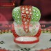Apple Shape Marble Puja Thali in Pink Color With Ganesha and Deepak