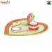 Heart Shape Puja Thali with Ganesha, Kumkum Holder and Deepak - Marble Artifact