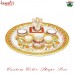 Royal Puja Thali - Large Puja Thali with Detailed Kundan Working Floral Design Wedding Favor