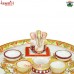 Royal Puja Thali - Large Puja Thali with Detailed Kundan Working Floral Design Wedding Favor