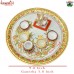 Royal Puja Thali - Large Puja Thali with Detailed Kundan Working Floral Design Wedding Favor