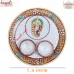 Ganesha Painted Elegant Puja Thali - Marble and Kundanwork Puja Thali Religious Gift