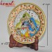 Indian Miniature Painting of Radha Krishna on Marble Plate with Jaali Work