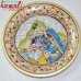 Indian Miniature Painting of Radha Krishna on Marble Plate with Jaali Work