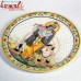 Miniature Painting of Krishna on Jaali Work Marble Plate (Large) on Wooden Stand