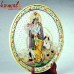 Miniature Painting of Krishna on Jaali Work Marble Plate (Large) on Wooden Stand