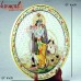 Miniature Painting of Krishna on Jaali Work Marble Plate (Large) on Wooden Stand