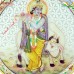 Miniature Painting of Krishna on Jaali Work Marble Plate (Large) on Wooden Stand