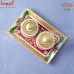 Peacock Design Twin Set Hand Painted Kundan Working Marble Dry Fruit Container Box