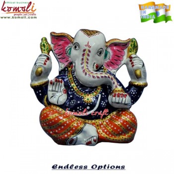 Chaturbhuj Ganesha Large - Vibrant Meenakari (Enamel) Work