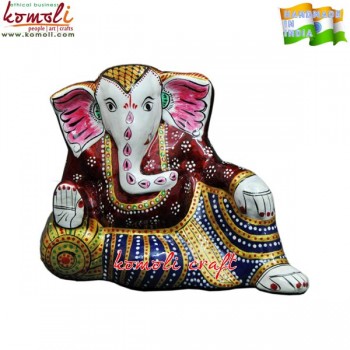 Resting Ganesha Murti - Colourful Meenakari (Enamel) Work For Home Decoration & Wedding Favors