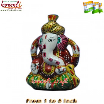 Small Pagadi Ganesha Murti Statue- Vibrant Meenakari (Enamel) Work