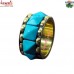 Blue Block Resin and Brass Combination Napkin Ring - Various Colors