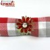 Red Yellow Trans Crystal Bead Flower Handmade Napkin Ring Christmas Gifts