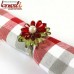 Red Yellow Trans Crystal Bead Flower Handmade Napkin Ring Christmas Gifts