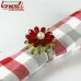 Red Yellow Trans Crystal Bead Flower Handmade Napkin Ring Christmas Gifts