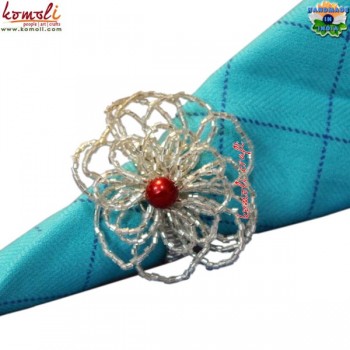 Flower of Crystal Beads Handmade Napkin Ring - Handmade