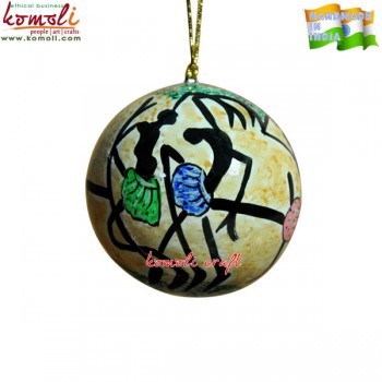 Dance of Tanzania - Holiday Decoration Handmade Hand Painted Paper Mache Ball