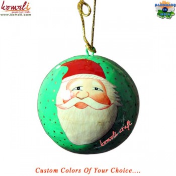 Santa and Xmas Tree - Handmade Hand Painted Holiday Decoration Ball Bauble Hanging Decoration Ornaments