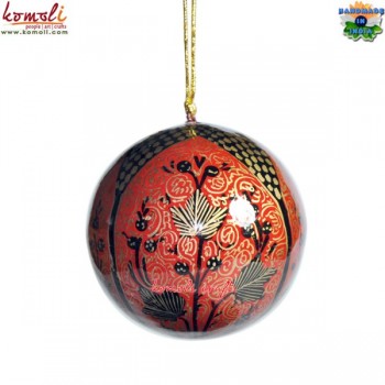 Window Pattern Christmas Decoration Ball - Indian Hand Painted Paper Mache Product