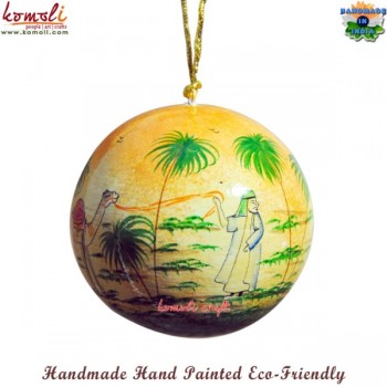 Story of a Desert - Xmas Christmas Festive Hanging Ball - Hand Painted Paper Mache Holiday Decorative