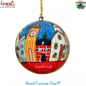 The Story of Country Side - Animated Hand Painted Paper Mache Holiday Decoration Ball