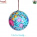 Flora Fountain - Blue Floral - X-Mas Ball Holiday Decorative Hanging - Hand Painted Paper Mache Art