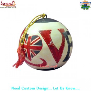 I Love England - Hand Painted Paper Mache Christmas Hanging Baubles Decorations