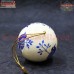 Twin Blue Birds On White Paper Mache Ball Bauble Hand Painted Christmas Ornament