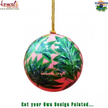 Green Bushes Abstract Green Leaves Hand Painted Eco-friendly Christmas Ornaments Decorations Paper Mache Ball Bauble