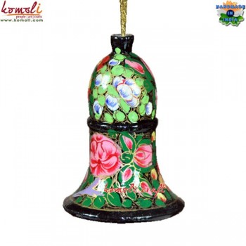 Green Floral Bell - Xmas Decoration Bell - Hand Painted Holiday Decorations