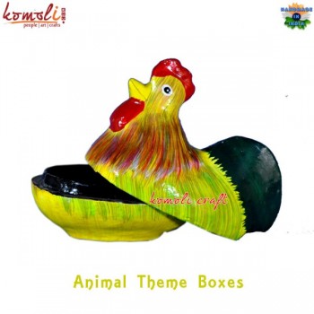 My Morning Alarm - Rooster Shape Paper Mache Hand Painted Trinket Box