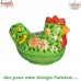 Rooster Shape Animal Theme - Paper Mache Hand Painted Trinket Box Green Color