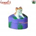 I am looking at you - Pussy Cat on Purple Floral Paper Mache Wedding Favor Box