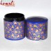 Blue Barrel Floral Pattern Paper Mache Decorative Keepsake Box (6'' x 3.5'' inch)