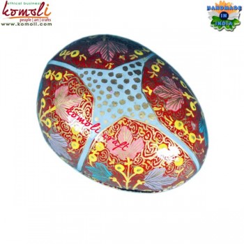Windows Pattern with Chinar Leaf on Egg Shaped Hand Painted Box - Customized Painting