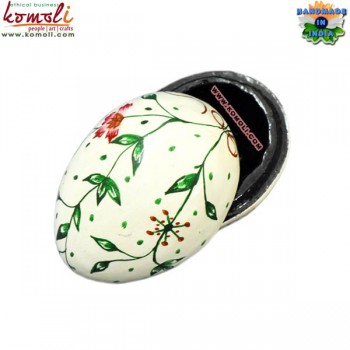 The Green Nature - Cream Color Freehand Painting Pattern on Eco-friendly Paper Mache Egg Box