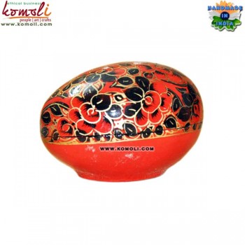 Twinkling Red Floral Pattern Hand-painted Paper Mache Egg Shaped Box