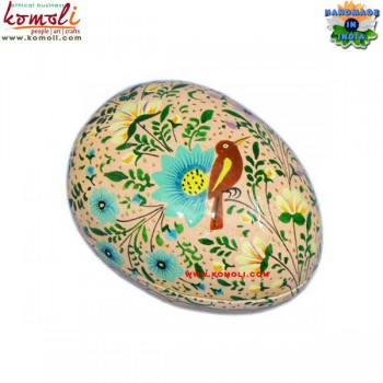 Cookoo Bird in Garden - Hand Painted Paper Mache Easter Egg Box 