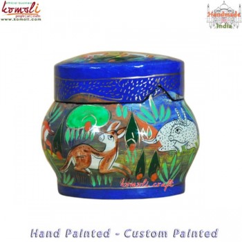 Magnum Opus Astounding Hand Painted Tumbler Shaped Paper Mache Keep Sake Trinket Box