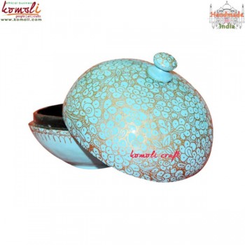 Golden Valley of Flowers - Round Paper Mache Keepsake Trinket Keepsake Home Decoration Box