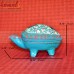 Turtle Shaped Hand Painted Paper Mache Box - Sky Blue Motif - Custom Motifs Available