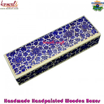 Back to School Blue - Hand Painted Decorative Pencil Box