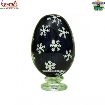 Snow Flakes on Wooden Decorative Easter Eggs - Hand Painted Custom Design Easter Eggs