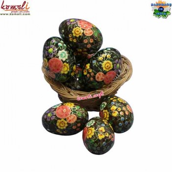 Hand Painted Green Black Easter Decoration Wooden Egg Ornaments