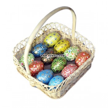 Hand Painted Colorful Chinar Pattern on Multi-Color Decorative Wooden Easter Decoration Egg