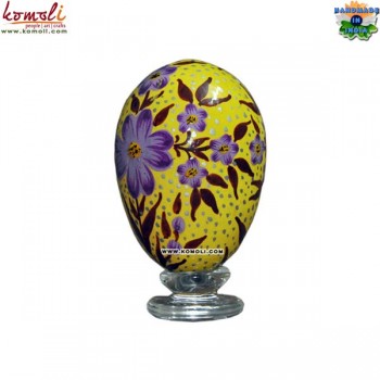 The Purple Leaf - Hand Painted Yellow Easter Egg - Wooden Easter Eggs Decorations Gifts